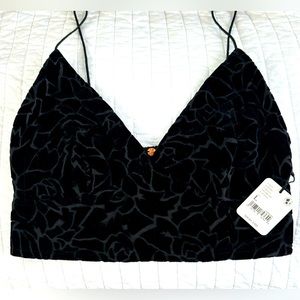 NWT, Free People One, Carrie Flocked Bralette, Size Large